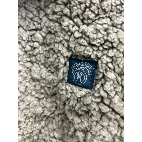 Palm Tree Two-Tone Reversible Sherpa Jacket Blue Print Zippered Womens size XL - Picture 6 of 8